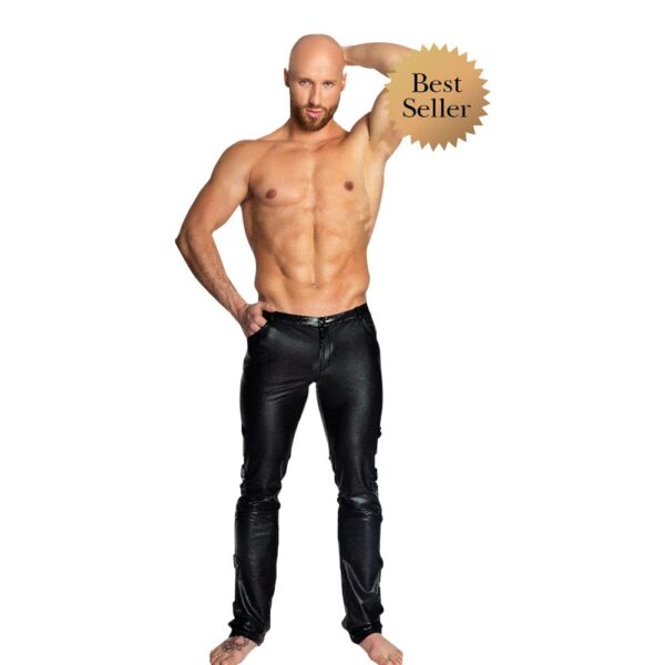 NOIR HANDMADE LANGE BUKSER MED WETLOOK-4XL